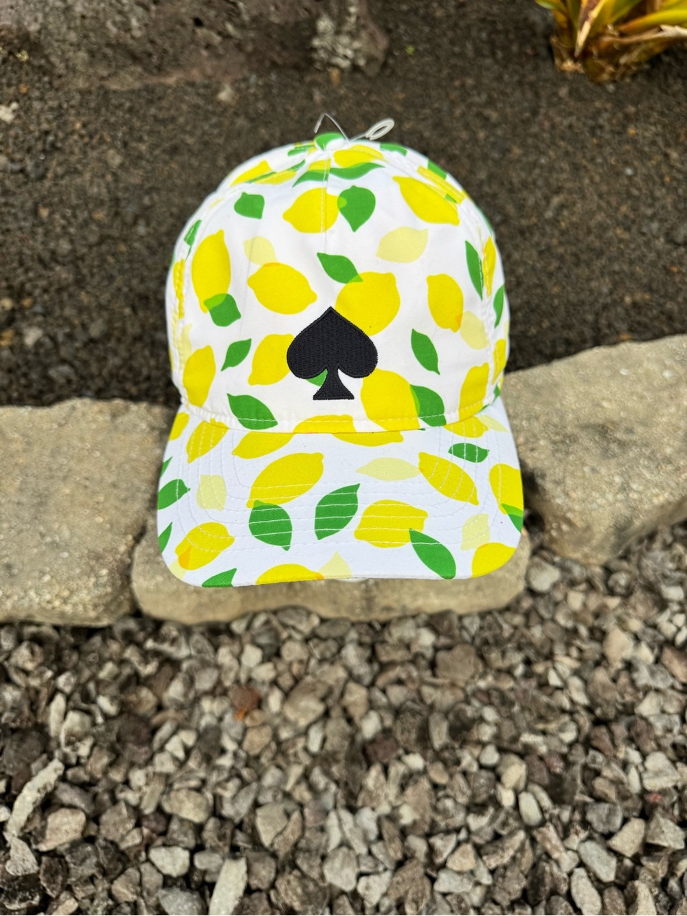NWT Kate Spade Lemon Toss Baseball Cap Adjustable White Yellow Hat